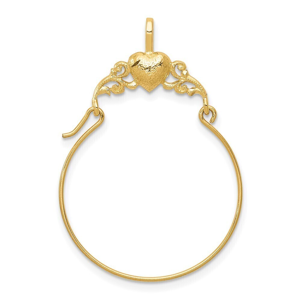 Million Charms 10k Yellow Gold Polished Heart Charm Holder Genuine Gold